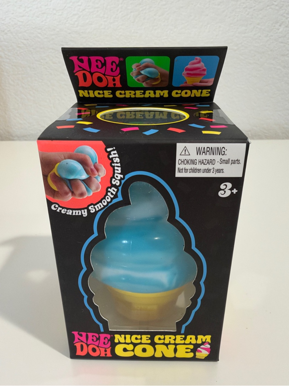 Needoh Nice Cream Cone Blue & Yellow Sensory Squishy Toy